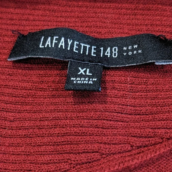 Lafayette 148 New York Diagonal Rib Sweater Red Side XL - Picture 4 of 9